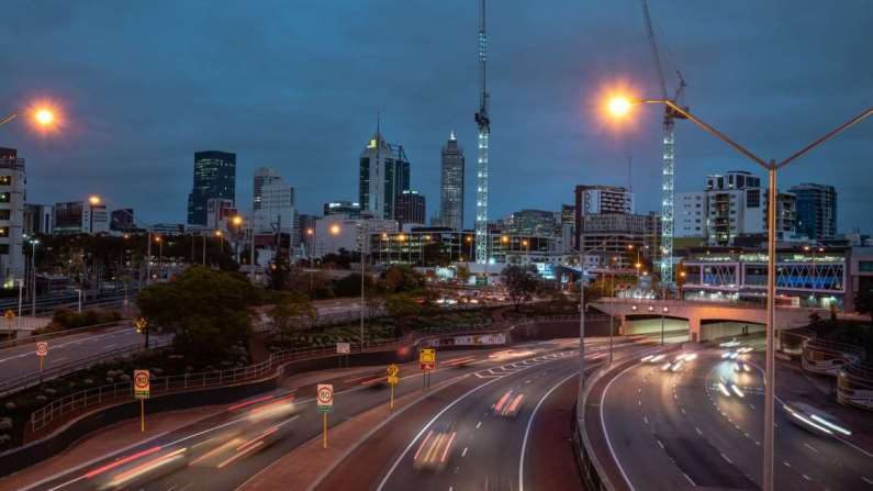 Perth freeway at dusk